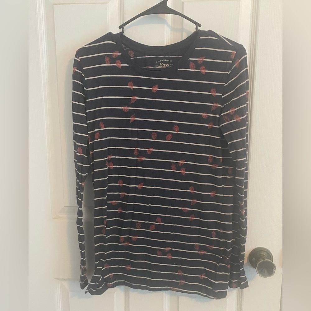 BASS Long Sleeved Striped Leaf Shirt